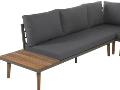 Discount Beliani Set di divani angolari da giardino 5 posti CORATO Legno d'acacia Grigio Marrone Grigio