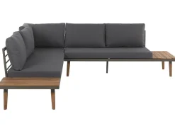 Discount Beliani Set di divani angolari da giardino 5 posti CORATO Legno d'acacia Grigio Marrone Grigio