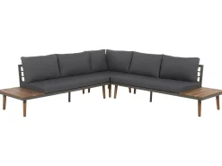 Discount Beliani Set di divani angolari da giardino 5 posti CORATO Legno d'acacia Grigio Marrone Grigio