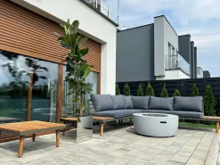 Discount Beliani Set di divani angolari da giardino 5 posti CORATO Legno d'acacia Grigio Marrone Grigio