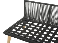 Best Beliani Set di divani angolari da giardino 5 posti ALCAMO Lato Sinistro Legno d'acacia Nero Grigio Marrone Nero
