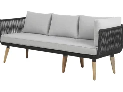 Best Beliani Set di divani angolari da giardino 5 posti ALCAMO Lato Sinistro Legno d'acacia Nero Grigio Marrone Nero