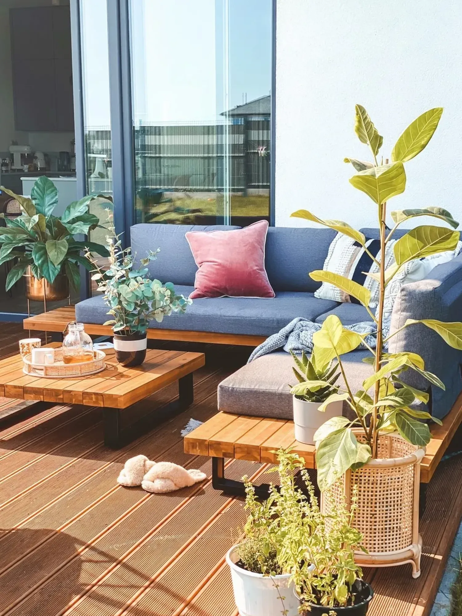 Online Beliani Set di divani angolari da giardino 5 posti MYKONOS Lato destro Legno di acacia certificato Grigio scuro Marrone Grigio