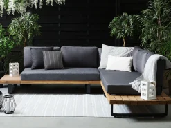 Online Beliani Set di divani angolari da giardino 5 posti MYKONOS Lato destro Legno di acacia certificato Grigio scuro Marrone Grigio