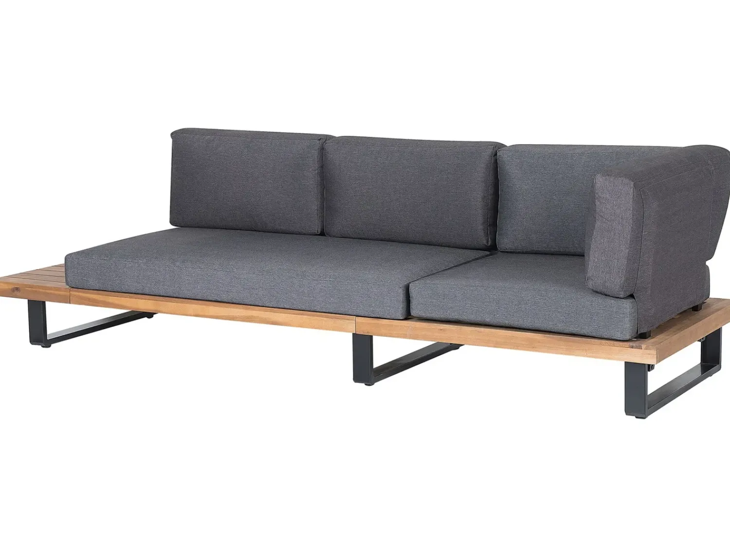 Online Beliani Set di divani angolari da giardino 5 posti MYKONOS Lato destro Legno di acacia certificato Grigio scuro Marrone Grigio