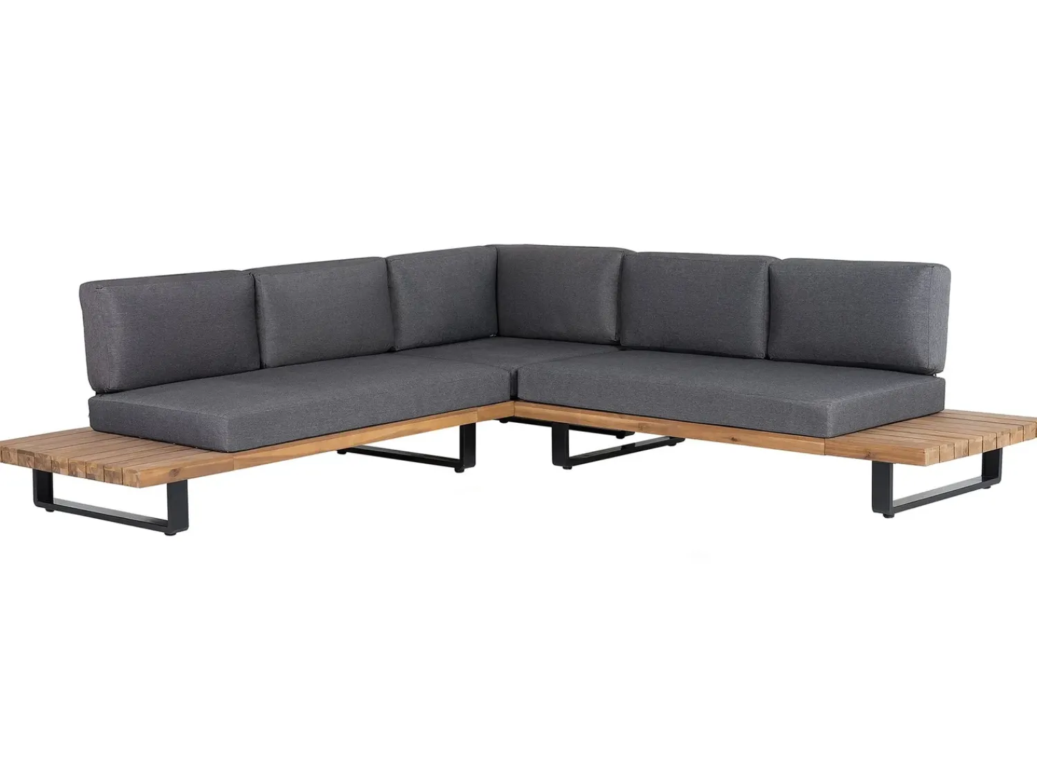 Online Beliani Set di divani angolari da giardino 5 posti MYKONOS Lato destro Legno di acacia certificato Grigio scuro Marrone Grigio