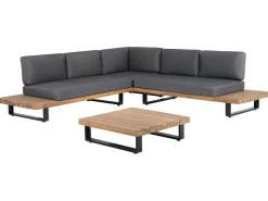 Online Beliani Set di divani angolari da giardino 5 posti MYKONOS Lato destro Legno di acacia certificato Grigio scuro Marrone Grigio