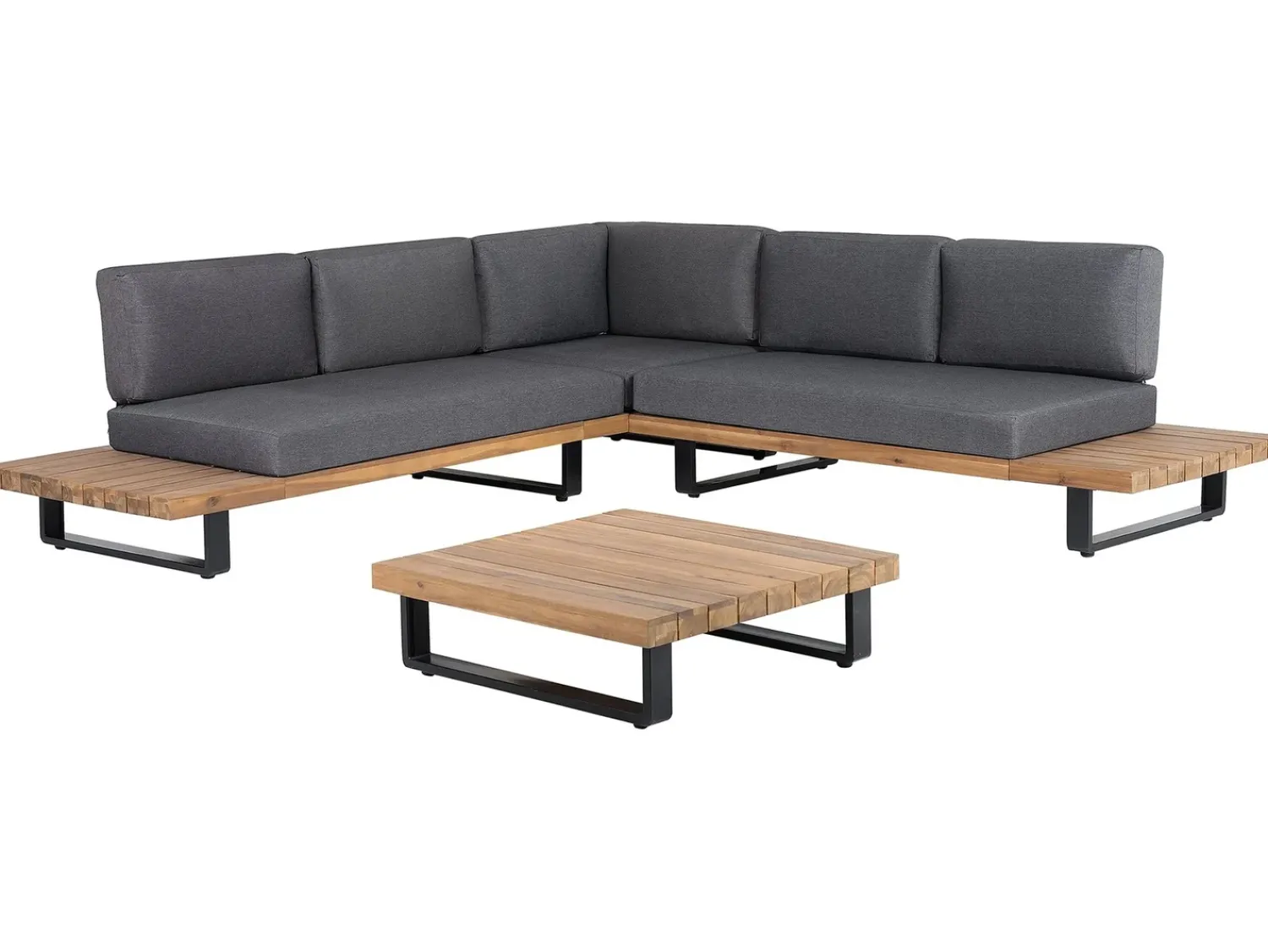 Online Beliani Set di divani angolari da giardino 5 posti MYKONOS Lato destro Legno di acacia certificato Grigio scuro Marrone Grigio