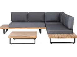 Online Beliani Set di divani angolari da giardino 5 posti MYKONOS Lato destro Legno di acacia certificato Grigio scuro Marrone Grigio