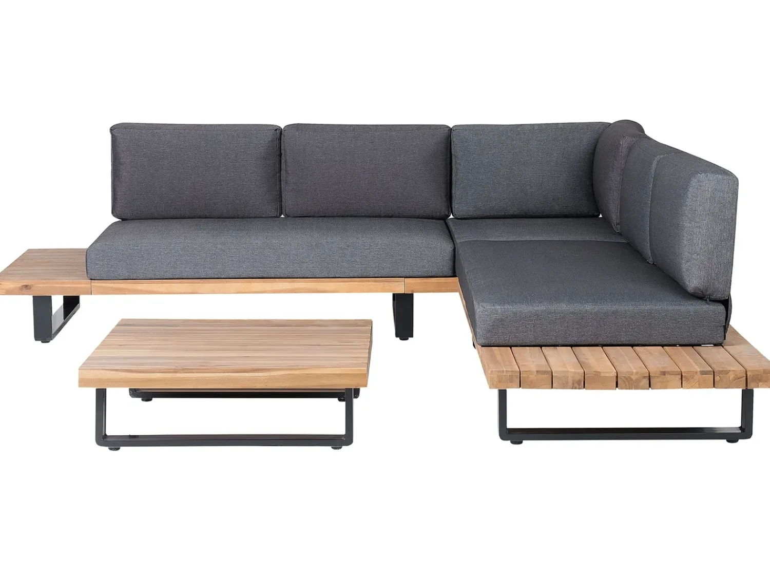 Online Beliani Set di divani angolari da giardino 5 posti MYKONOS Lato destro Legno di acacia certificato Grigio scuro Marrone Grigio