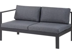 Beliani Set di divani angolari da giardino 5 posti MESSINA Lato Sinistro Metallo Nero Grigio Marrone Nero