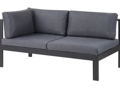 Beliani Set di divani angolari da giardino 5 posti MESSINA Lato Sinistro Metallo Nero Grigio Marrone Nero