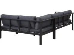 Beliani Set di divani angolari da giardino 5 posti MESSINA Lato Sinistro Metallo Nero Grigio Marrone Nero