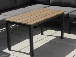 Beliani Set di divani angolari da giardino 5 posti MESSINA Lato Sinistro Metallo Nero Grigio Marrone Nero