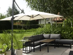 Beliani Set di divani angolari da giardino 5 posti MESSINA Lato Sinistro Metallo Nero Grigio Marrone Nero