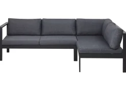 Beliani Set di divani angolari da giardino 5 posti MESSINA Lato Sinistro Metallo Nero Grigio Marrone Nero