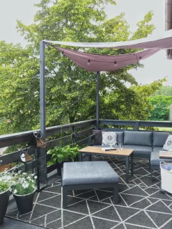Beliani Set di divani angolari da giardino 5 posti MESSINA Lato Sinistro Metallo Nero Grigio Marrone Nero