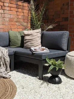 Beliani Set di divani angolari da giardino 5 posti MESSINA Lato Sinistro Metallo Nero Grigio Marrone Nero