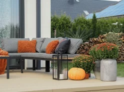 Discount Beliani Set di divani angolari da giardino 4 posti PIENZA II Lato destro Modulare Grigio Grigio Marrone Nero