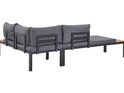Discount Beliani Set di divani angolari da giardino 4 posti PIENZA II Lato destro Modulare Grigio Grigio Marrone Nero