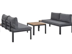 Discount Beliani Set di divani angolari da giardino 4 posti PIENZA II Lato destro Modulare Grigio Grigio Marrone Nero