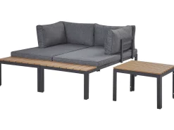 Discount Beliani Set di divani angolari da giardino 4 posti PIENZA II Lato destro Modulare Grigio Grigio Marrone Nero