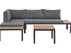 Discount Beliani Set di divani angolari da giardino 4 posti PIENZA II Lato destro Modulare Grigio Grigio Marrone Nero