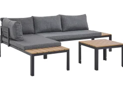 Discount Beliani Set di divani angolari da giardino 4 posti PIENZA II Lato destro Modulare Grigio Grigio Marrone Nero