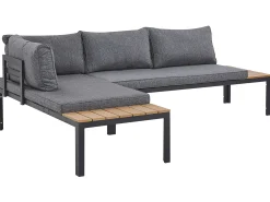 Discount Beliani Set di divani angolari da giardino 4 posti PIENZA II Lato destro Modulare Grigio Grigio Marrone Nero