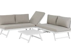 Discount Beliani Set di divani angolari da giardino 5 posti COCCORINO Metallo Tortora Bianco Grigio