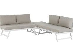 Discount Beliani Set di divani angolari da giardino 5 posti COCCORINO Metallo Tortora Bianco Grigio