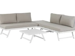 Discount Beliani Set di divani angolari da giardino 5 posti COCCORINO Metallo Tortora Bianco Grigio