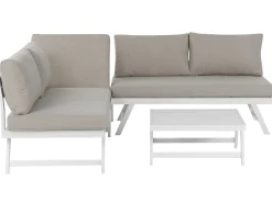 Discount Beliani Set di divani angolari da giardino 5 posti COCCORINO Metallo Tortora Bianco Grigio