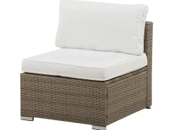 Beliani Set di divani angolari da giardino 6 posti BELVEDERE Rattan sintetico (PE) Bianco Bianco Marrone