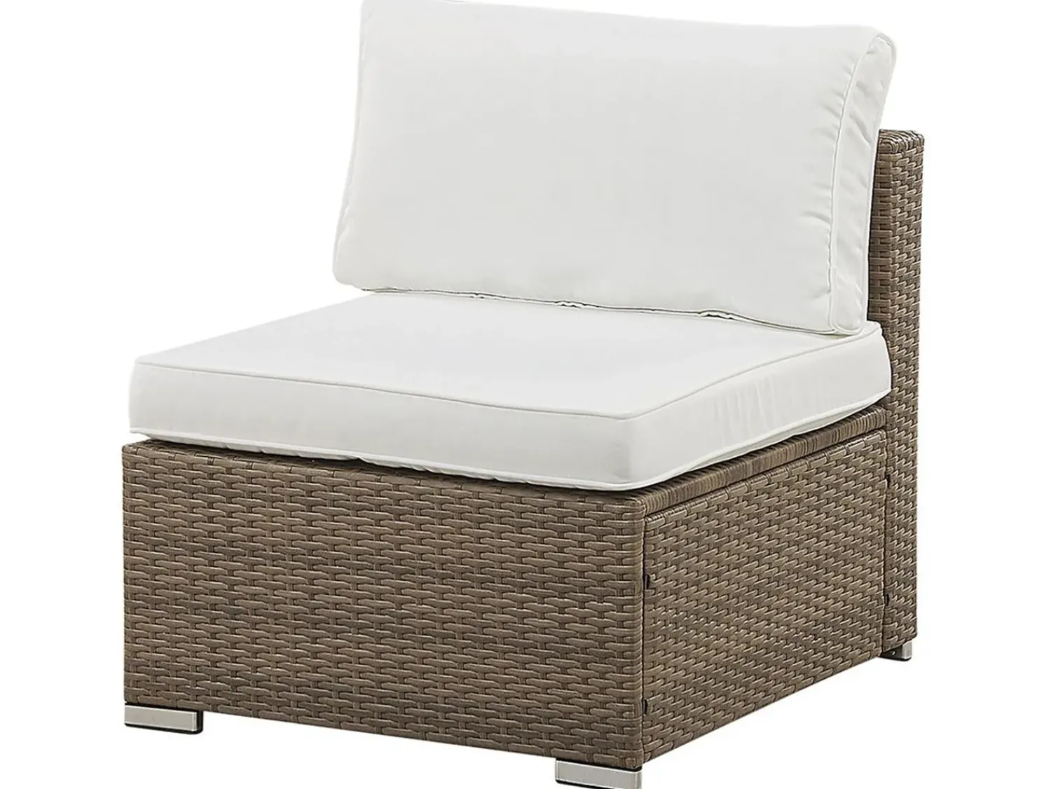 Beliani Set di divani angolari da giardino 6 posti BELVEDERE Rattan sintetico (PE) Bianco Bianco Marrone