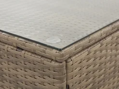 Beliani Set di divani angolari da giardino 6 posti BELVEDERE Rattan sintetico (PE) Bianco Bianco Marrone
