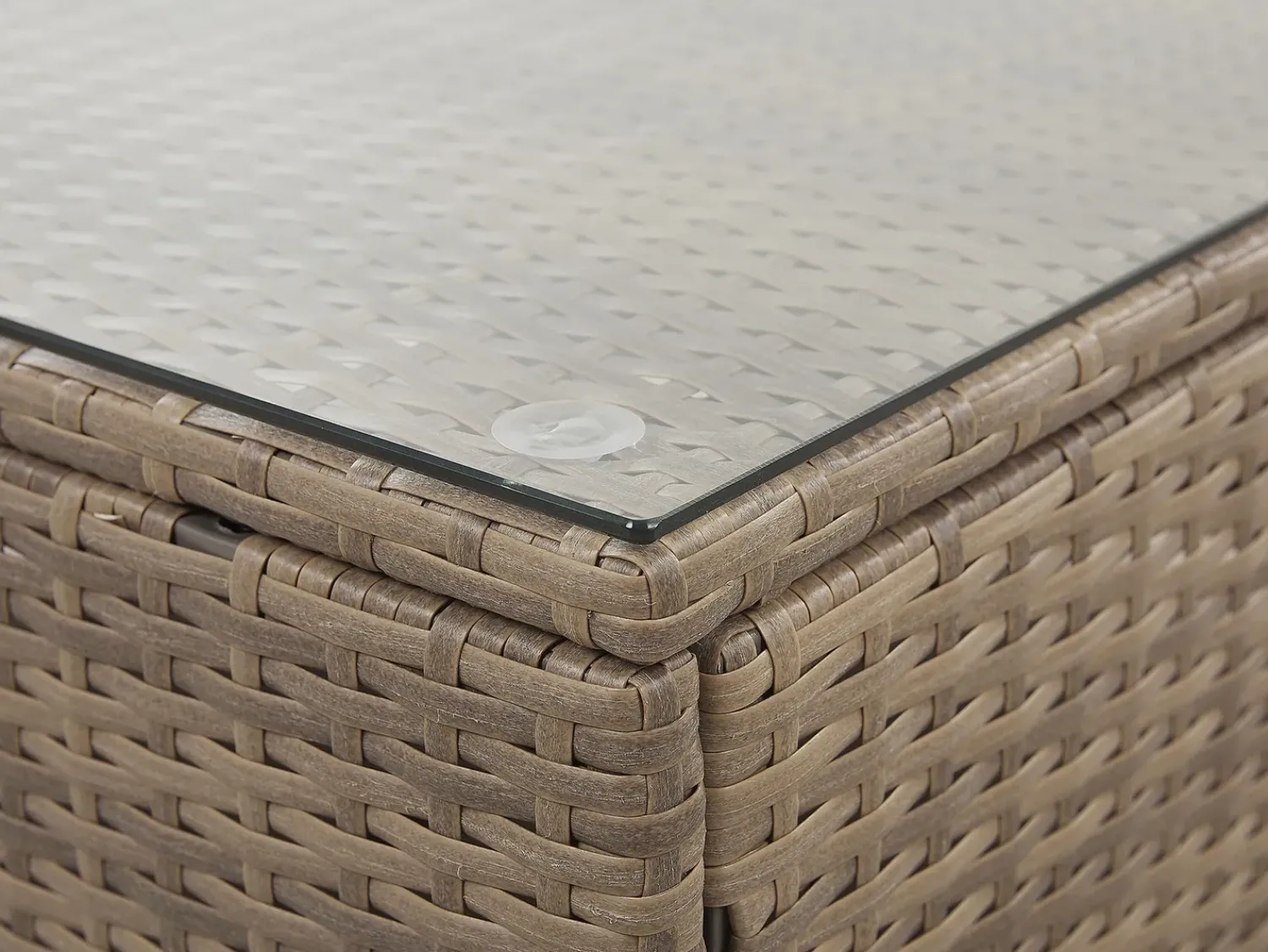 Beliani Set di divani angolari da giardino 6 posti BELVEDERE Rattan sintetico (PE) Bianco Bianco Marrone