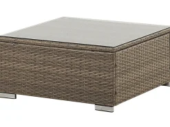 Beliani Set di divani angolari da giardino 6 posti BELVEDERE Rattan sintetico (PE) Bianco Bianco Marrone