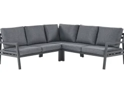 New Beliani Set di divani angolari da giardino 5 posti VIZZINI Metallo Grigio Grigio Nero