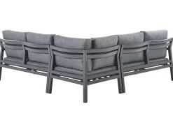 New Beliani Set di divani angolari da giardino 5 posti VIZZINI Metallo Grigio Grigio Nero