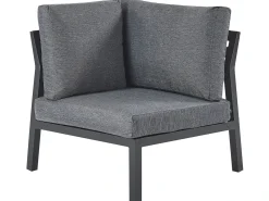 New Beliani Set di divani angolari da giardino 5 posti VIZZINI Metallo Grigio Grigio Nero