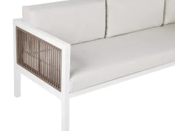 Hot Beliani Set di divani angolari da giardino 4 posti BORELLO Lato Sinistro Metallo Beige Bianco Beige Marrone