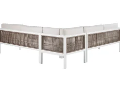 Hot Beliani Set di divani angolari da giardino 4 posti BORELLO Lato Sinistro Metallo Beige Bianco Beige Marrone