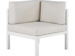 Hot Beliani Set di divani angolari da giardino 4 posti BORELLO Lato Sinistro Metallo Beige Bianco Beige Marrone