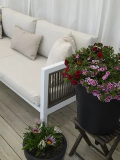 Hot Beliani Set di divani angolari da giardino 4 posti BORELLO Lato Sinistro Metallo Beige Bianco Beige Marrone