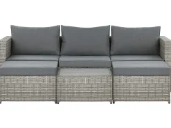 Best Beliani Set di divani angolari da giardino 5 posti SABBIA Modulare Rattan sintetico (PE) chiaro Grigio