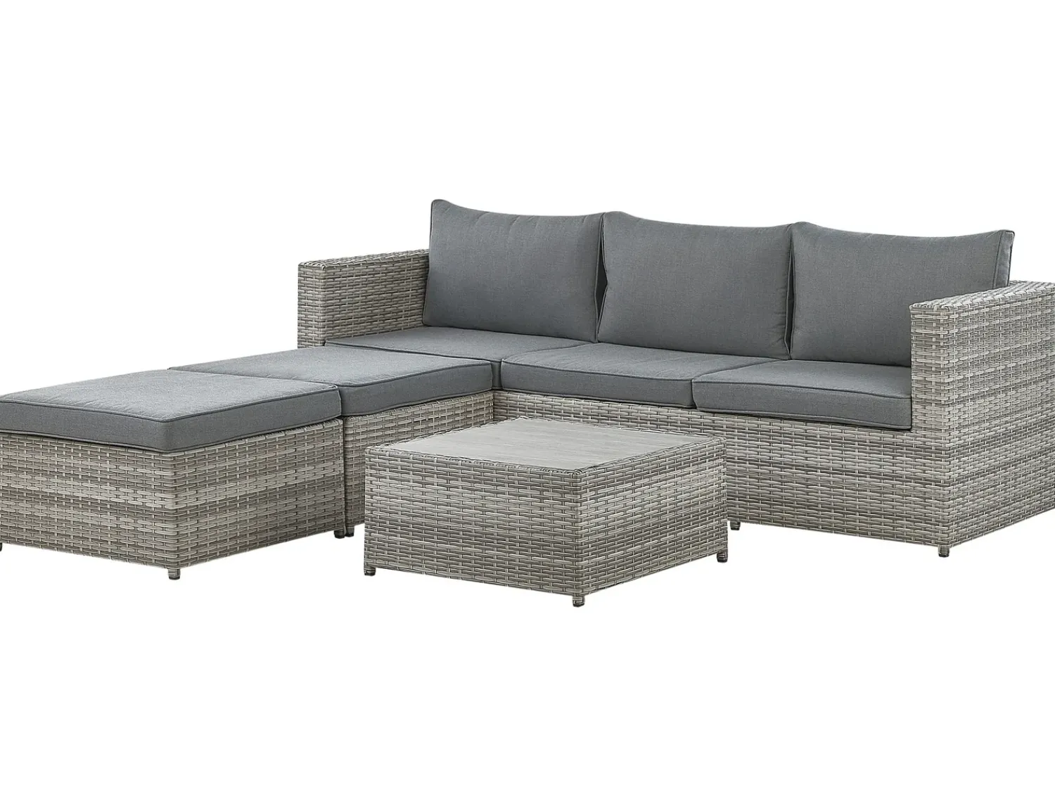 Best Beliani Set di divani angolari da giardino 5 posti SABBIA Modulare Rattan sintetico (PE) chiaro Grigio