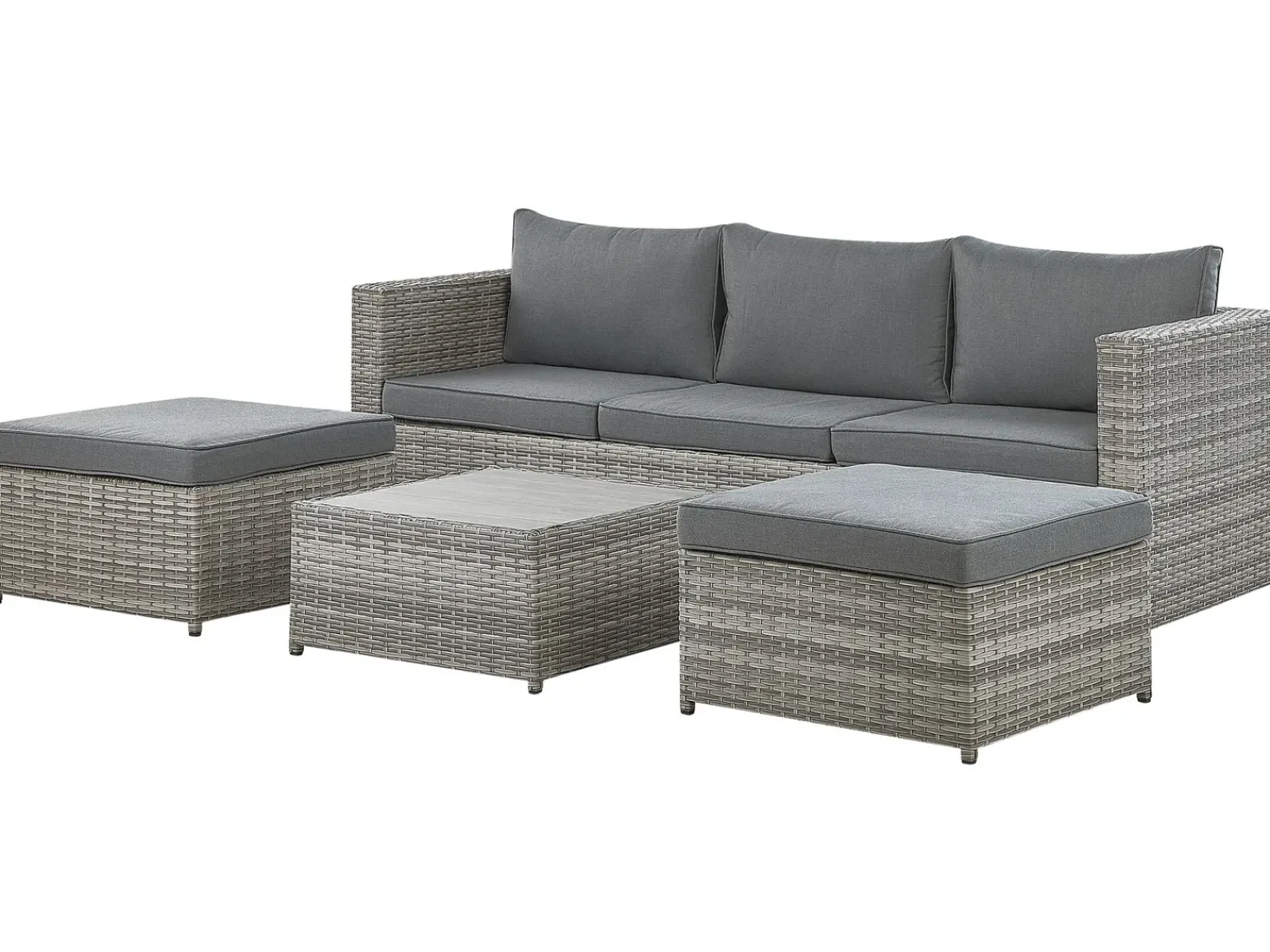 Best Beliani Set di divani angolari da giardino 5 posti SABBIA Modulare Rattan sintetico (PE) chiaro Grigio