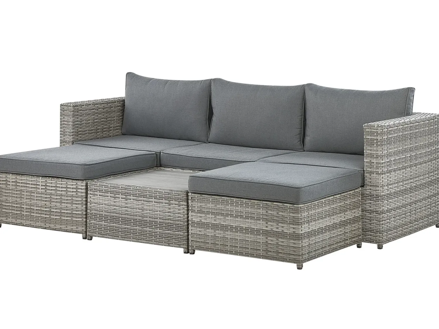 Best Beliani Set di divani angolari da giardino 5 posti SABBIA Modulare Rattan sintetico (PE) chiaro Grigio