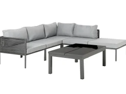 Outlet Beliani Set di divani angolari da giardino 6 posti FORANO Metallo Grigio Grigio Nero